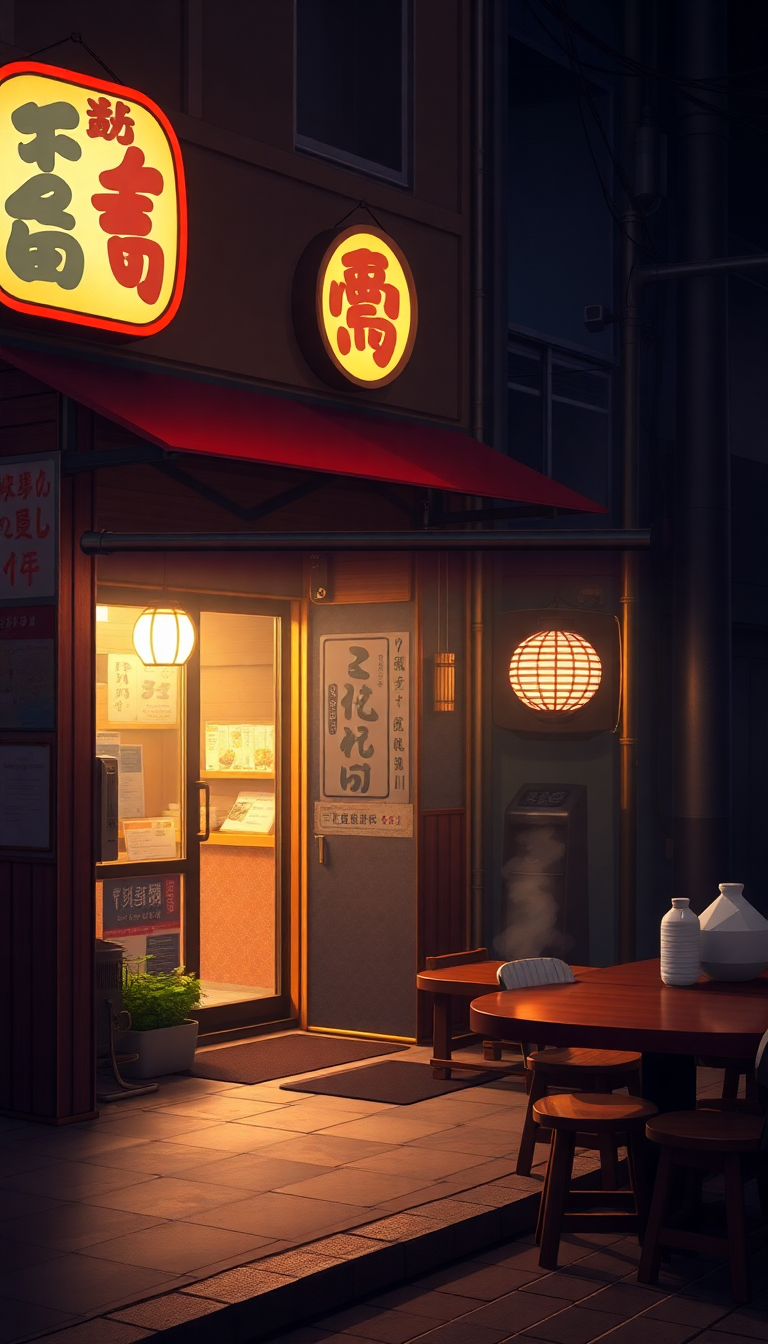Anime Zen Cozy Ramen Shop Wallpaper