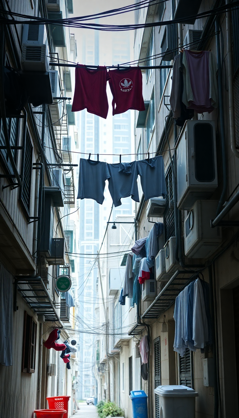 Ethereal Hong Kong Density Apartments Laundry Wallpaper