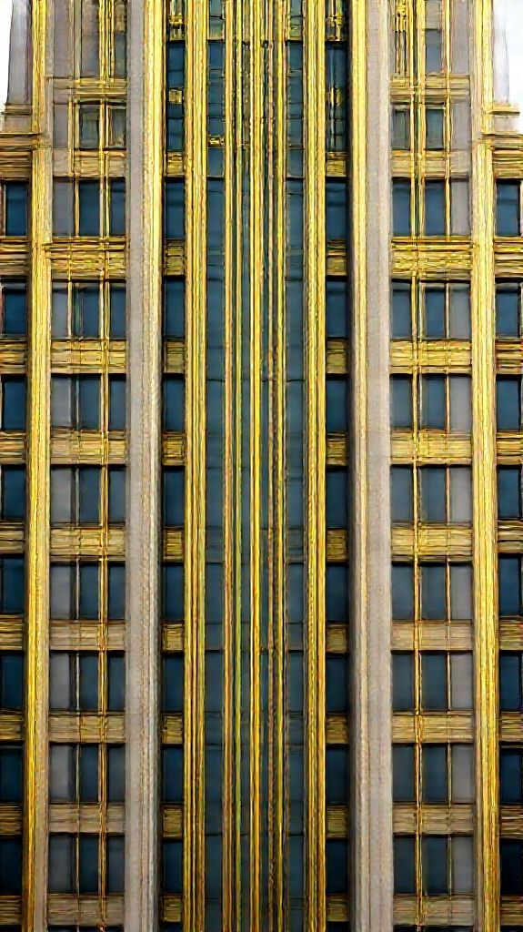 Forest Deco Building Facade Geometric Photorealistic Wallpaper