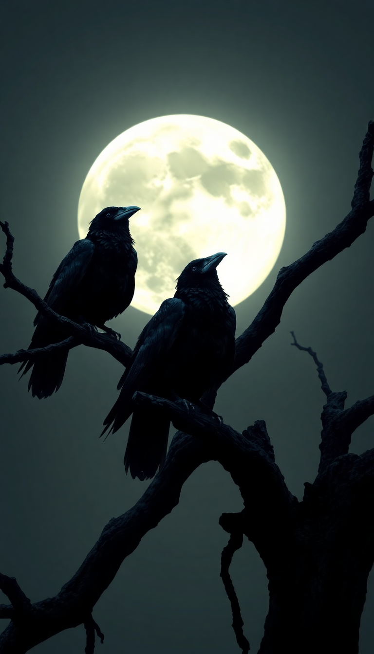 Timeless Ravens Tree Full Digital art Wallpaper