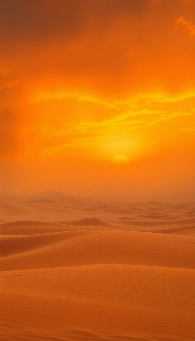 Moody Sandstorm Desert Orange Photorealistic Wallpaper