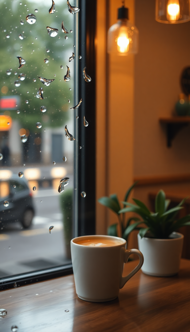 Aesthetic Molten Coffee Shop Window Wallpaper