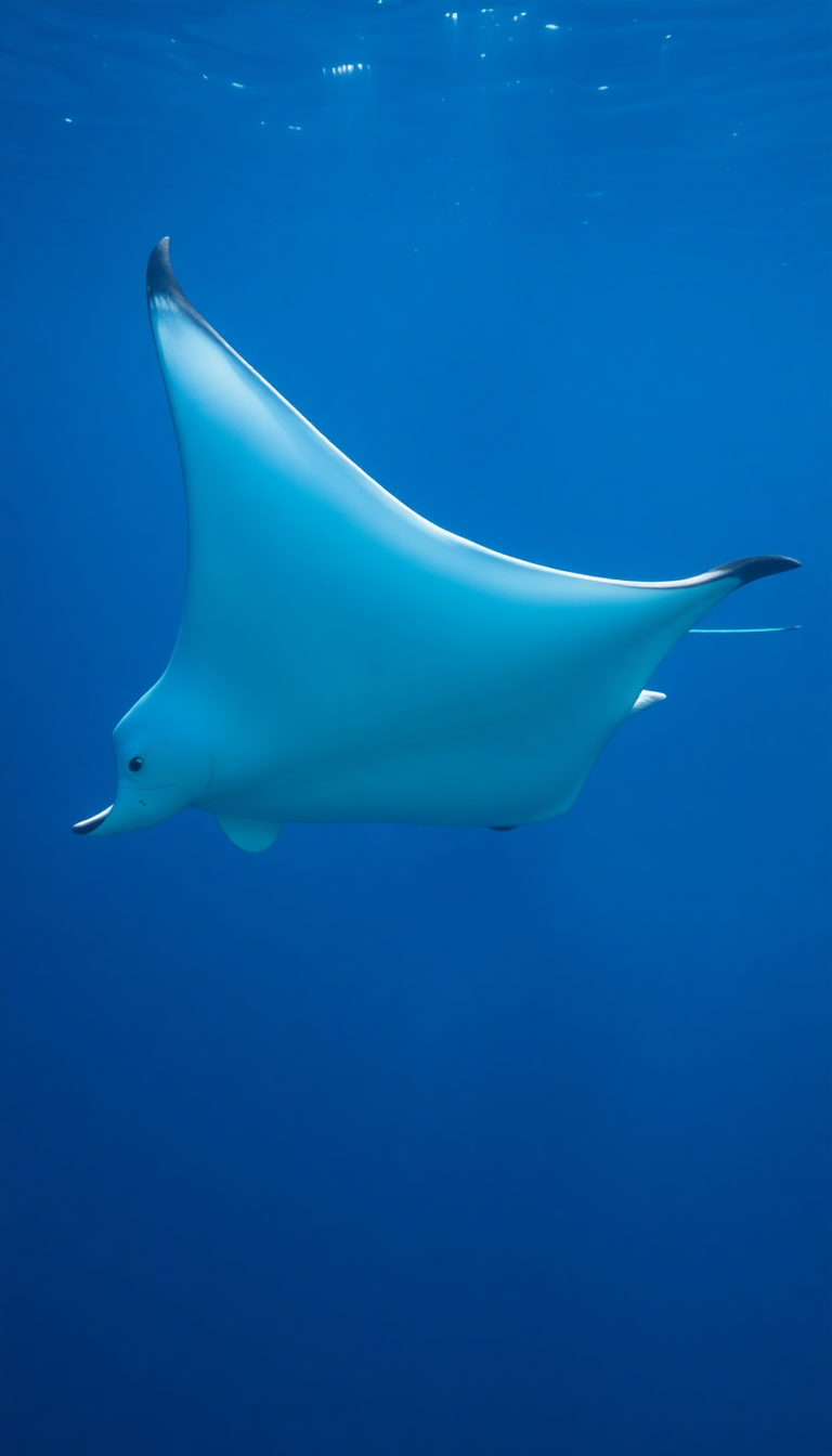 Futuristic Underwater Graceful Gliding Ray Photorealistic Wallpaper