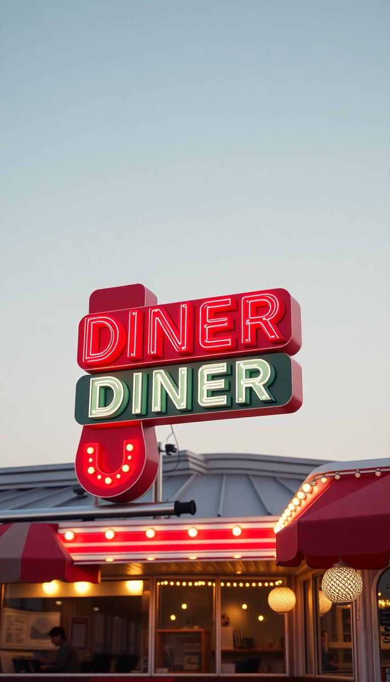 Photorealistic Noble Diner Neon Signs Wallpaper
