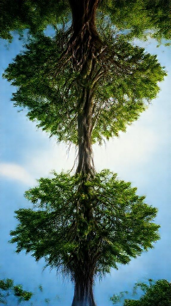 Gentle Tree Upside Roots Digital art Wallpaper