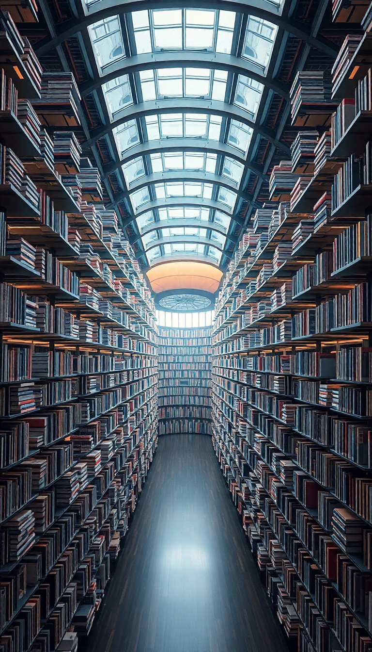 Glossy Books Architecture Impossible Library Digital art Wallpaper