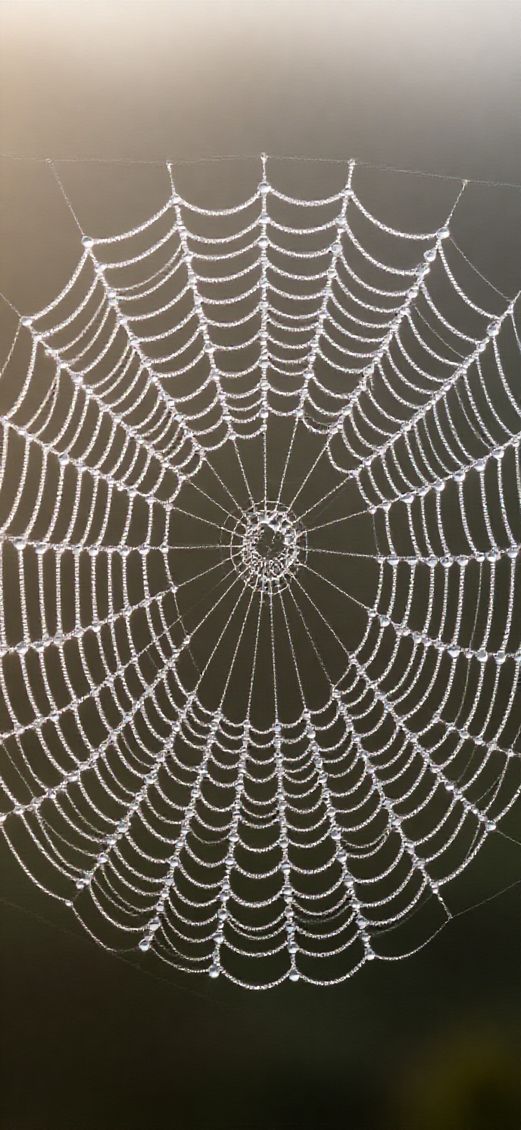 Dew Drops Spiderweb Morning Light Aesthetic Mega Wallpaper