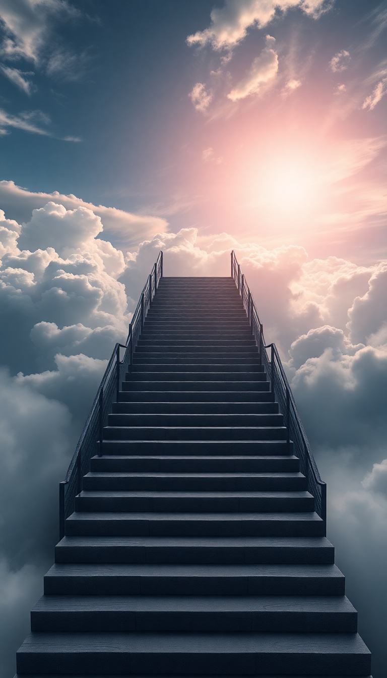Alluring Stairs Cloudy Endless Digital art Wallpaper