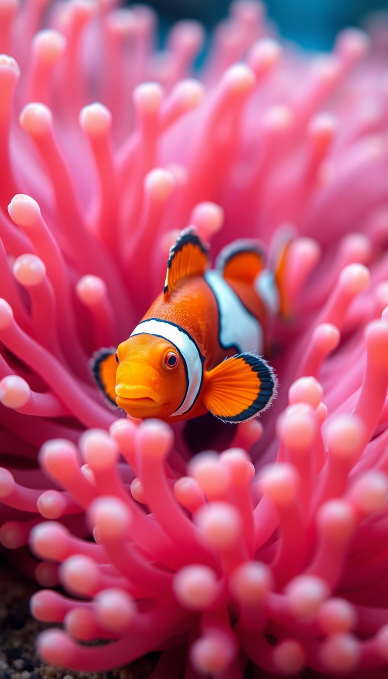 Enchanting Sharp Anemone And Clownfish Wallpaper