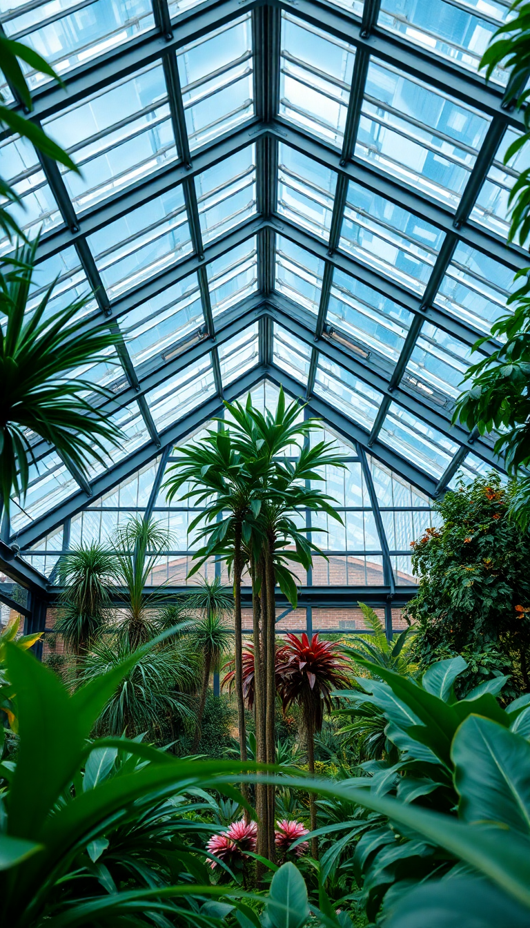 Eastern Beautiful Greenhouse Interior Botanical Wallpaper
