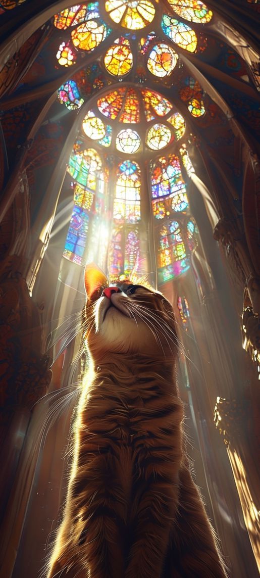 Fierce Ceiling Stained Glass Light Photorealistic Wallpaper