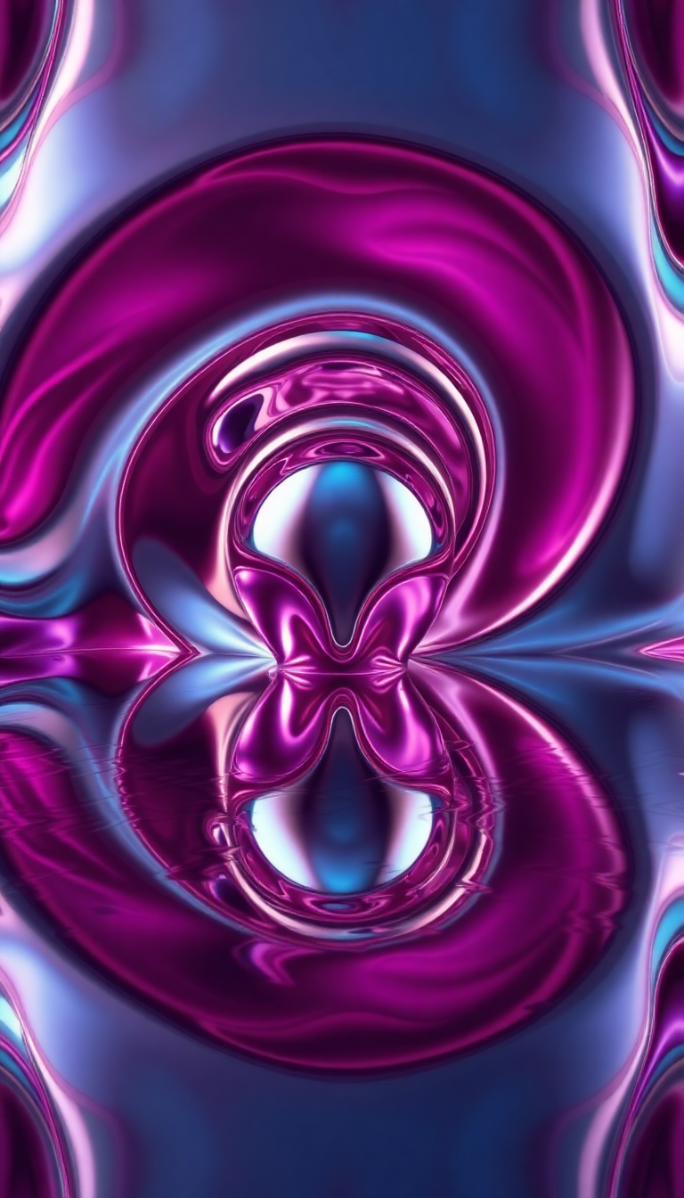 Twilight Chrome Morphing Shapes Reflective Digital art Wallpaper