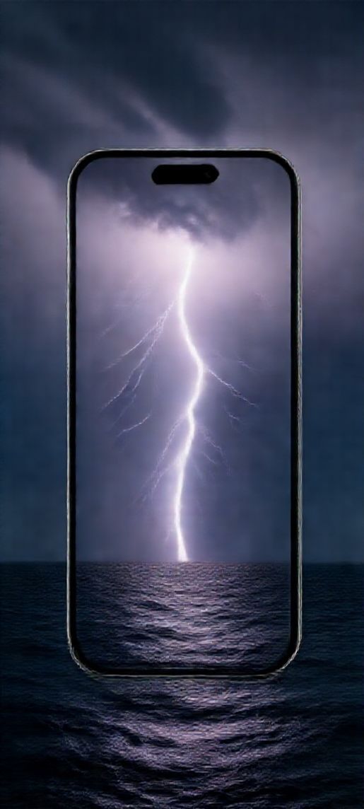 Dark Lush Lightning Storm Over Wallpaper