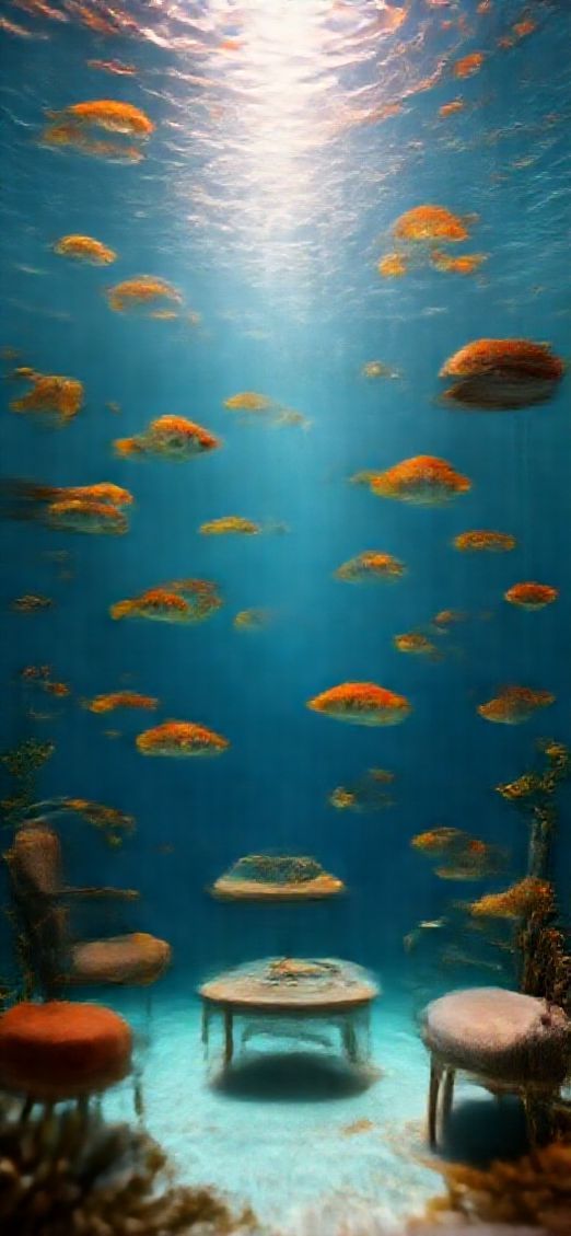 Furniture Floating Fish Swimming Fantasy Version Wallpaper