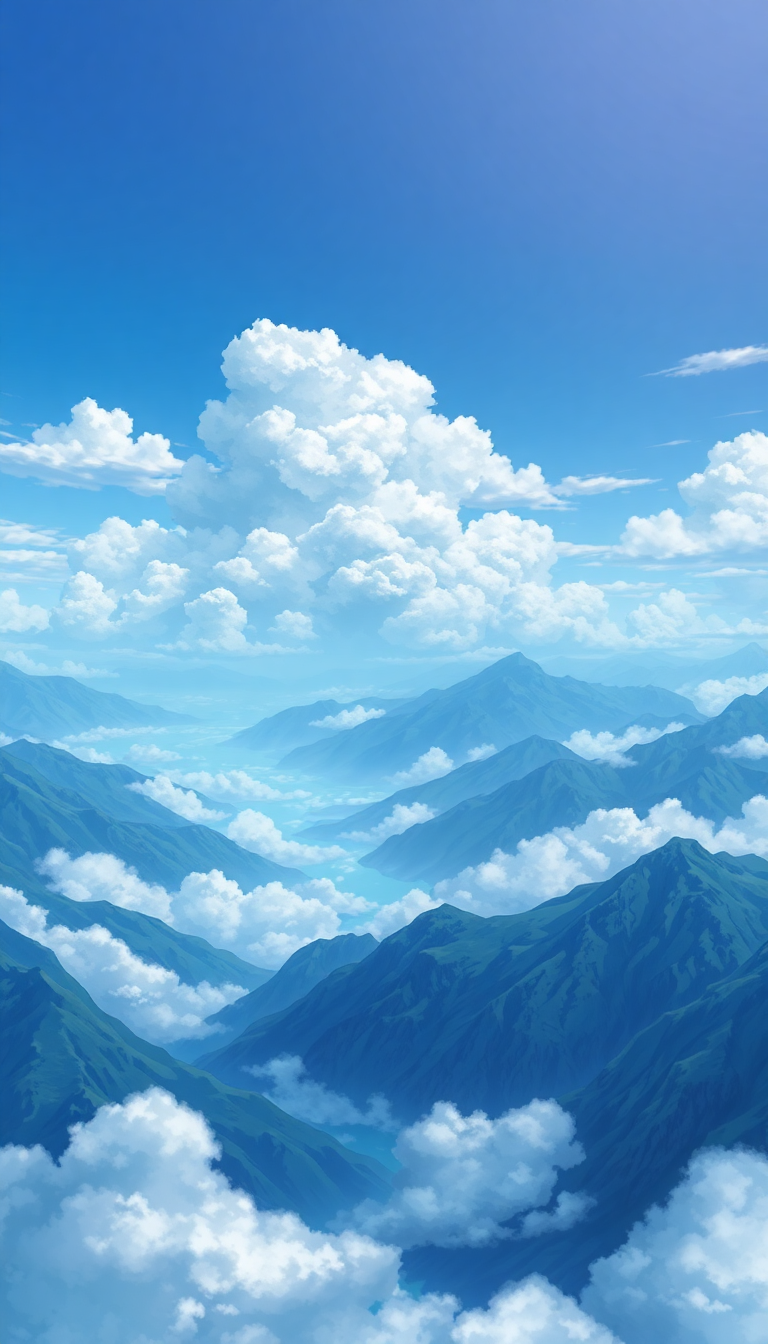 Anime Delicate Sea Above Mountains Wallpaper