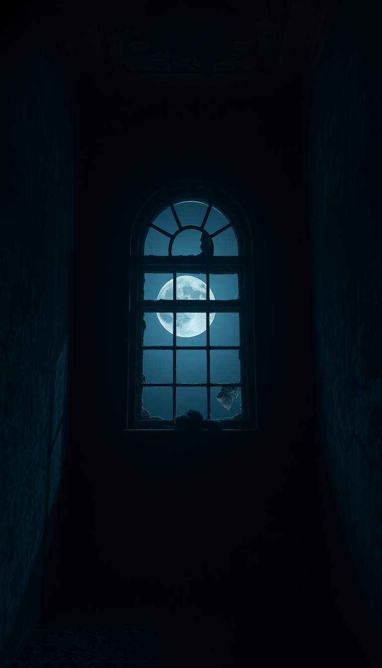 Holographic Warm Abandoned Mansion Moonlight Wallpaper