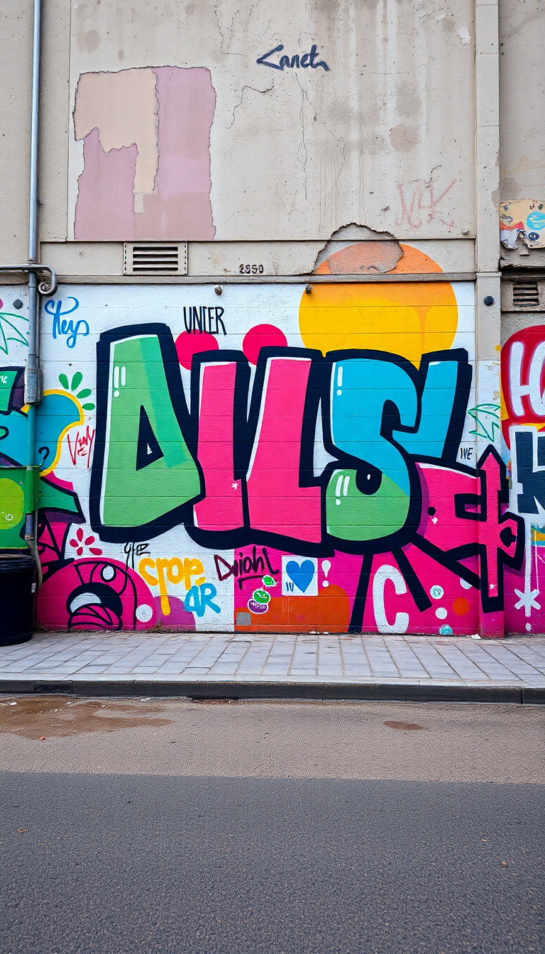 Colorful Wall Urban Decay Aesthetic Premium Wallpaper