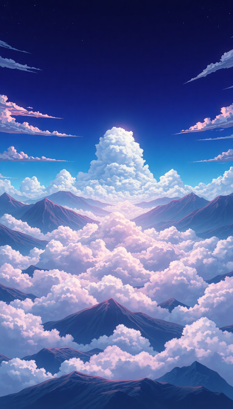Chromatic Retro Cloud Sea Above Wallpaper