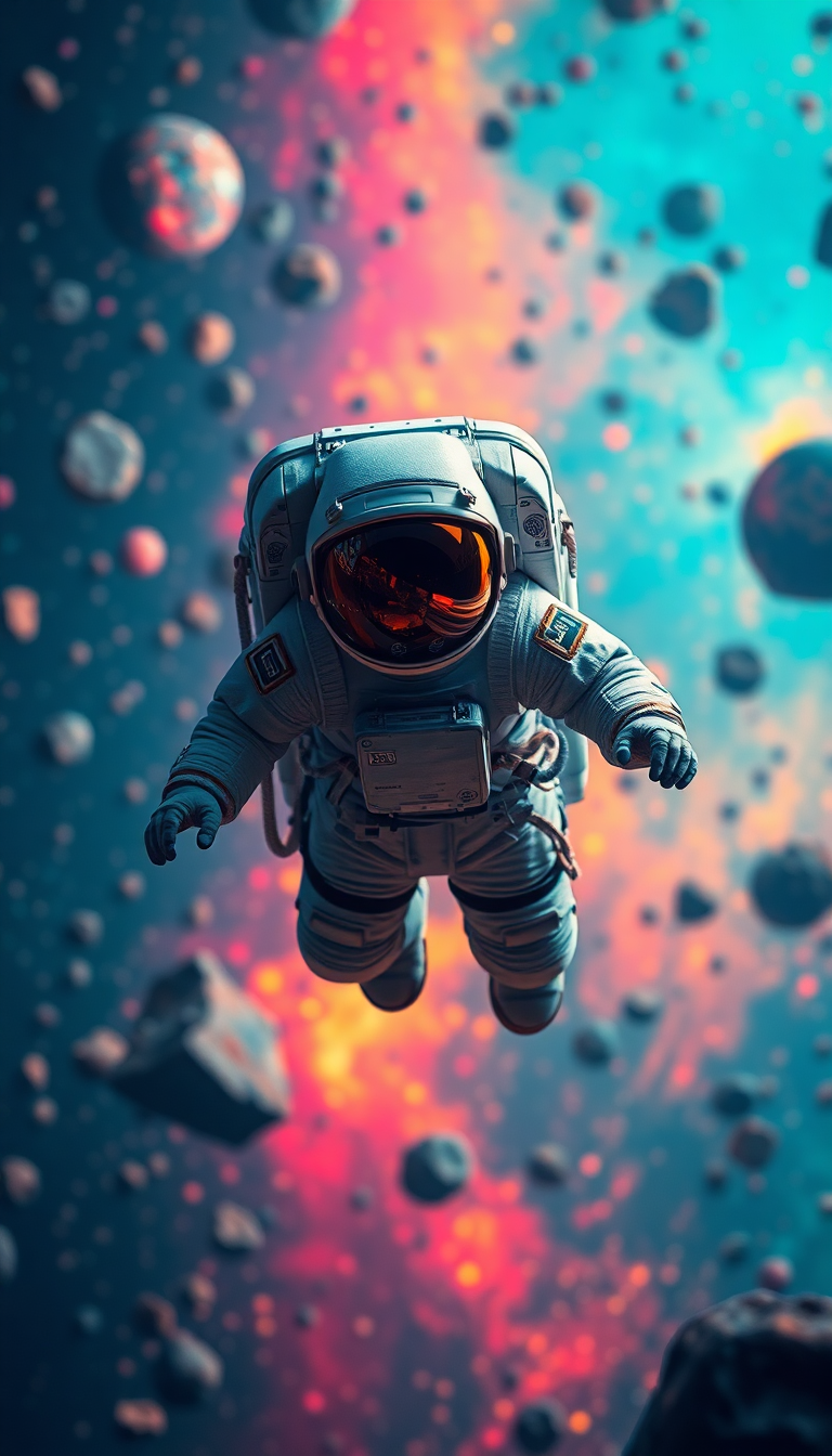 Space Stunning Astronaut Floating Through Wallpaper