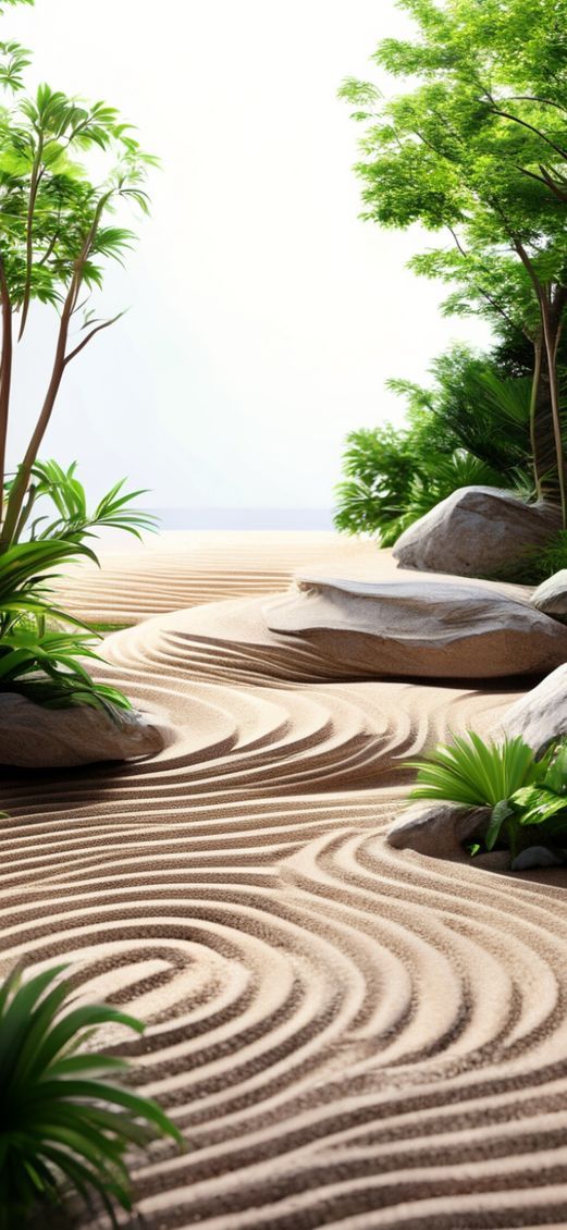 Cosmic Zen Garden Sand Minimalist Photorealistic Wallpaper