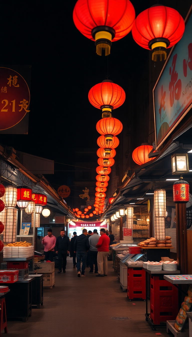 Hazy Silver Night Market Street Wallpaper