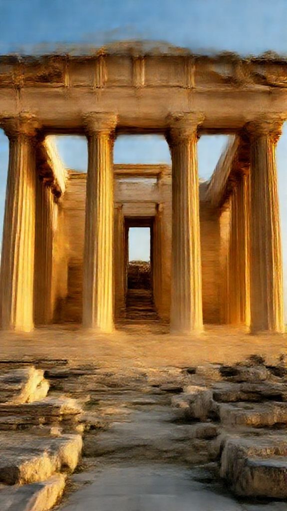 Photorealistic Grand Greek Temple Ruins Wallpaper