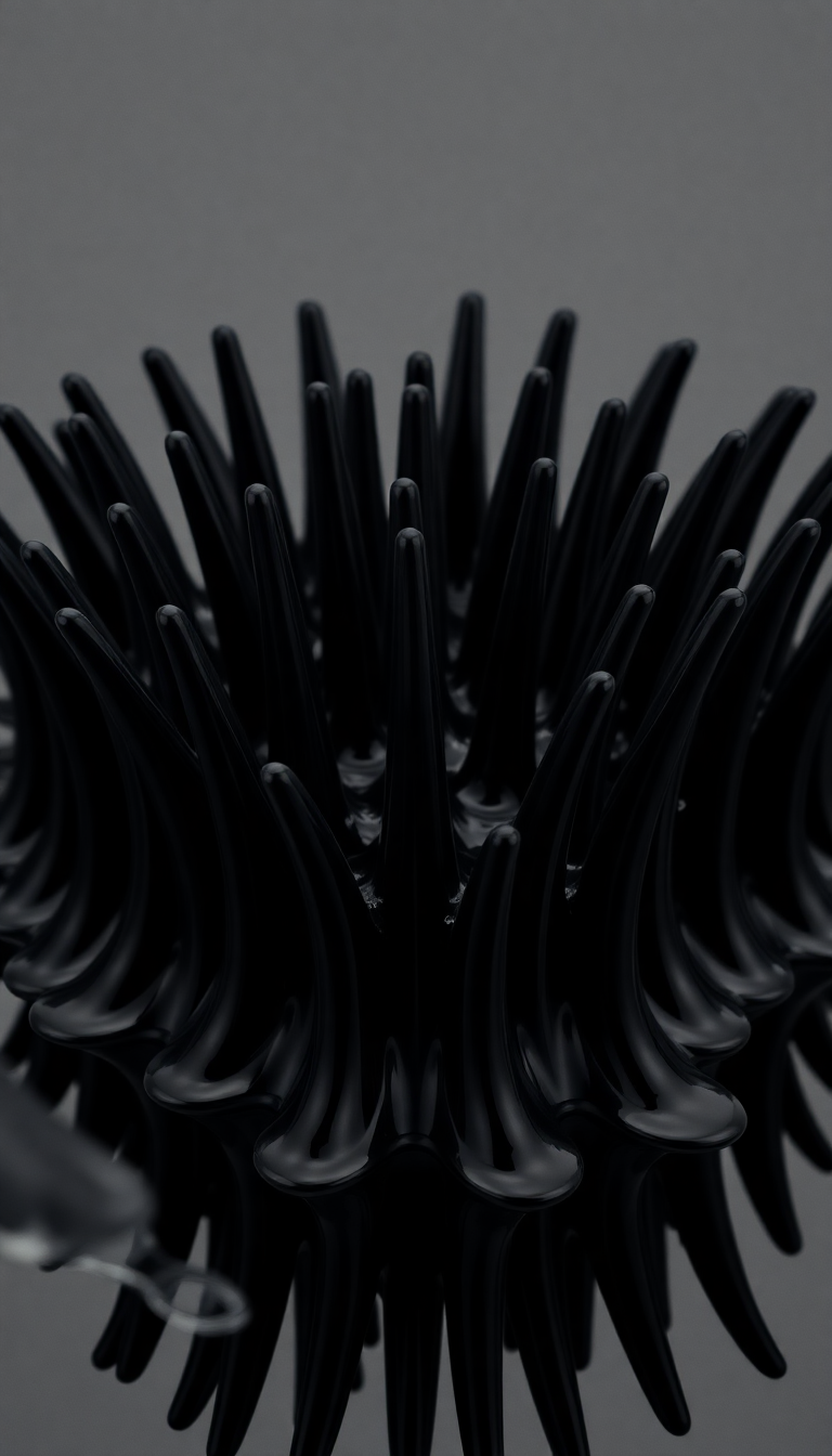 Ferrofluid Spikes Magnetic Sculpture Black Glossy Digital art Elite Wallpaper