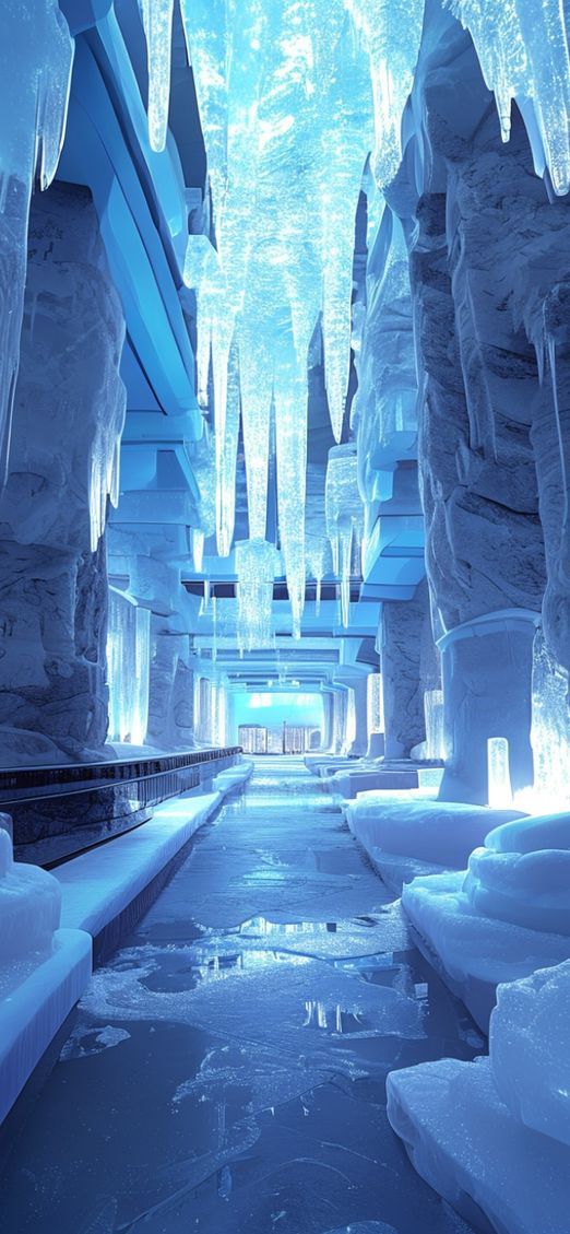 Frozen Sculptures Blue Light Aesthetic Ultra Wallpaper