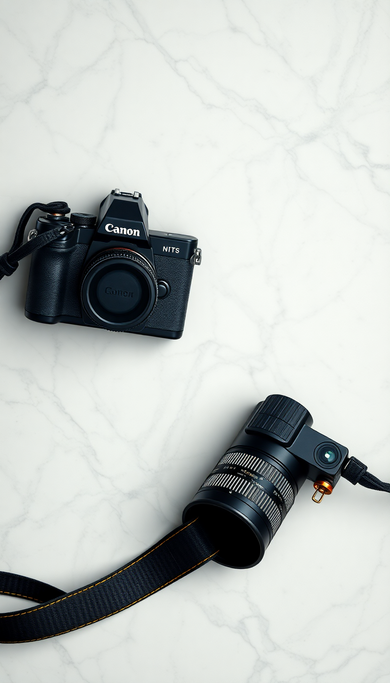Striking Flatlay Marble On Camera Photorealistic Wallpaper