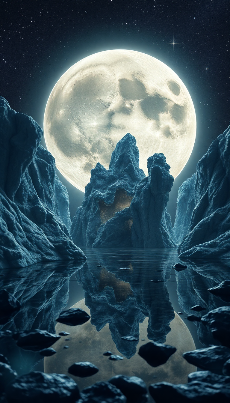 Charming Crystal Caves Alien Moon Reflecting Wallpaper