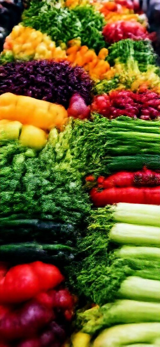 Futuristic Vegetables Colorful Produce Market Photorealistic Wallpaper