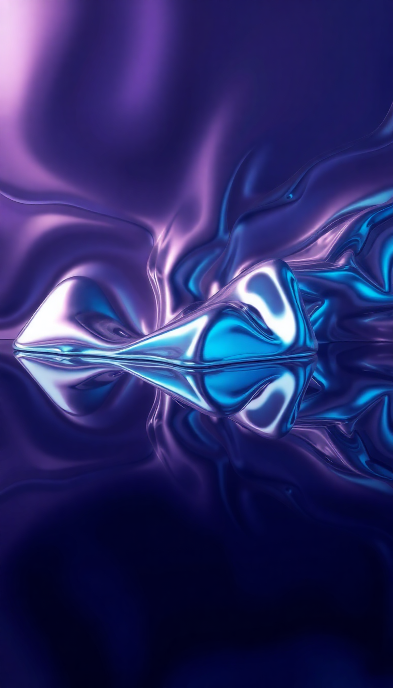 Liquid Chrome Morphing Shapes Reflective Surface Digital art Remix Wallpaper