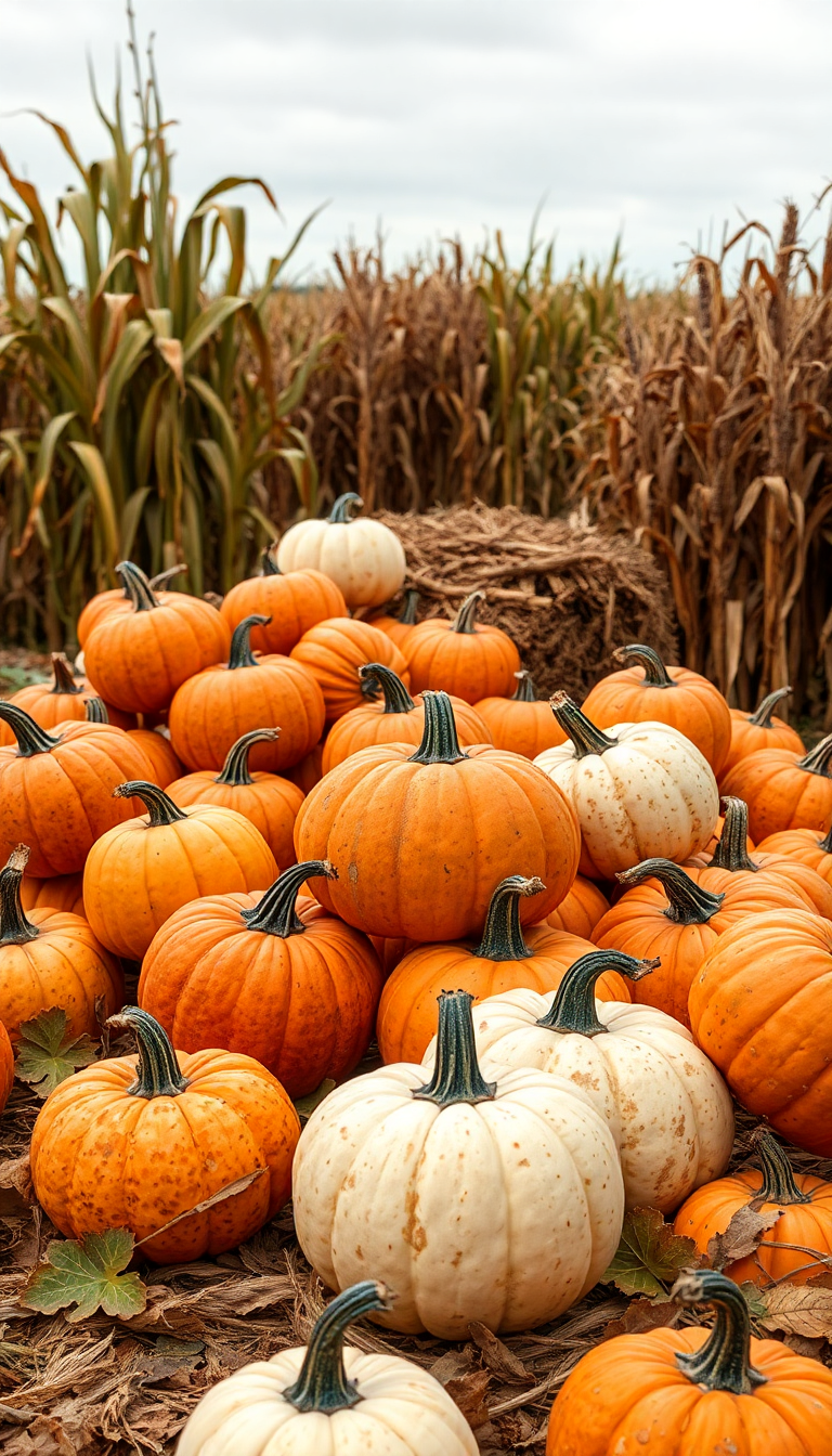 Aesthetic Neon Autumn Harvest Pumpkins Wallpaper