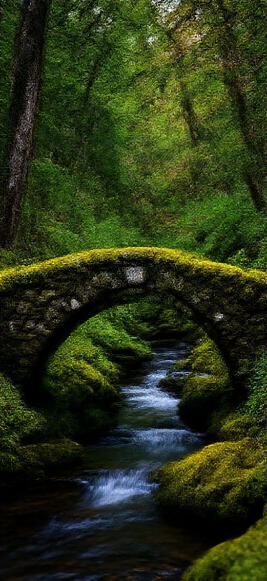 Dazzling Covered Ancient Stone Bridge Aesthetic Wallpaper