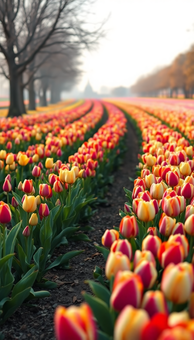 Photorealistic Subtle Field Rows Of Wallpaper