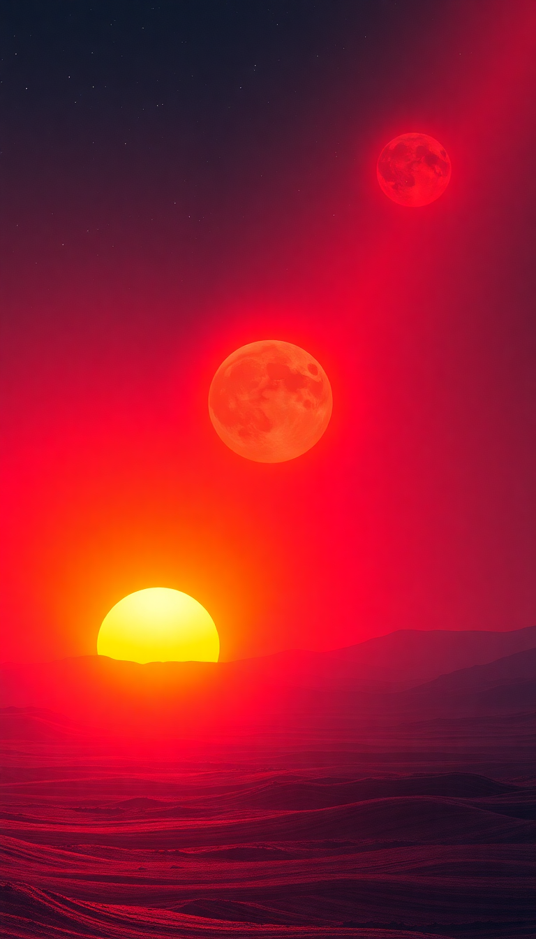 Space Fluid Alien Sunrise Three Wallpaper