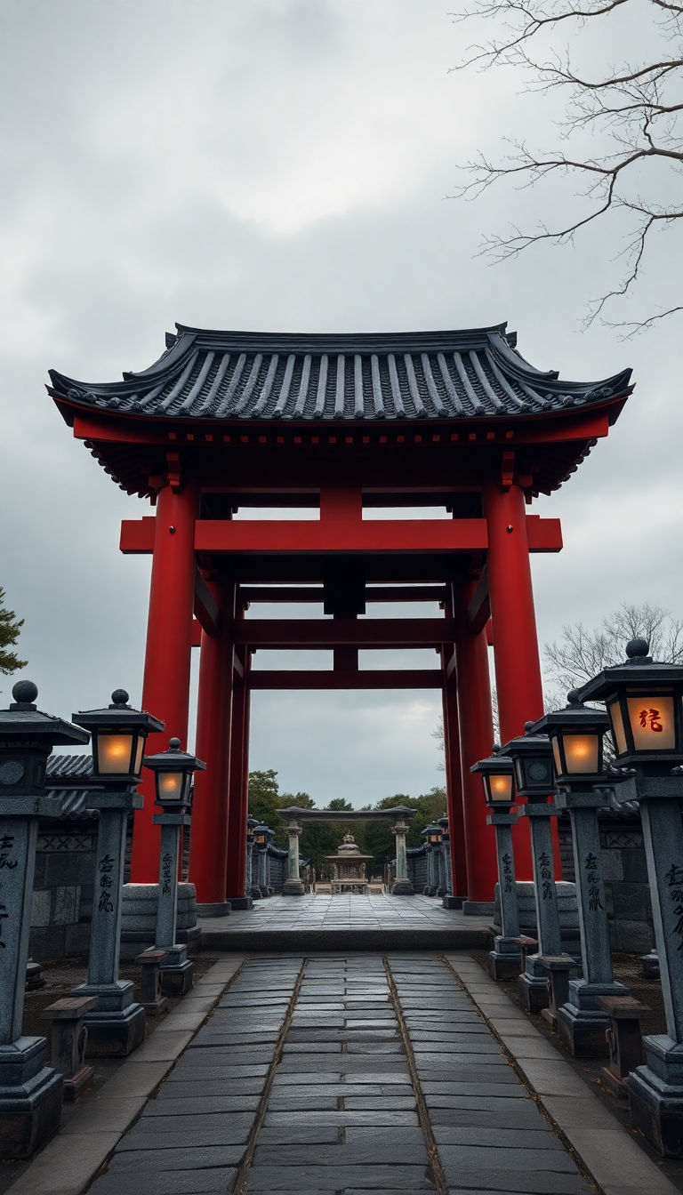 Photorealistic Western Temple Gate Torii Wallpaper