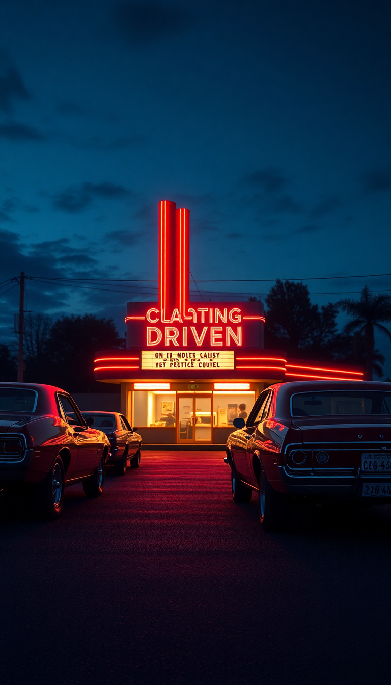 Pure Drive-in Theater Classic Photorealistic Wallpaper