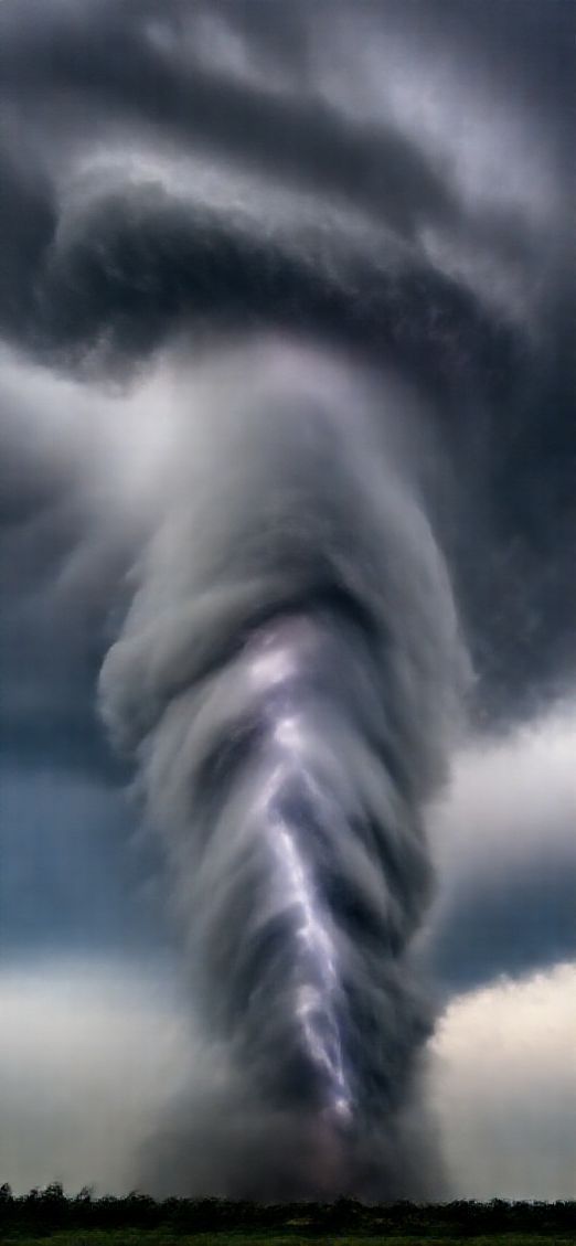 Ornate Thunderstorm Dramatic Tornado Forming Photorealistic Wallpaper