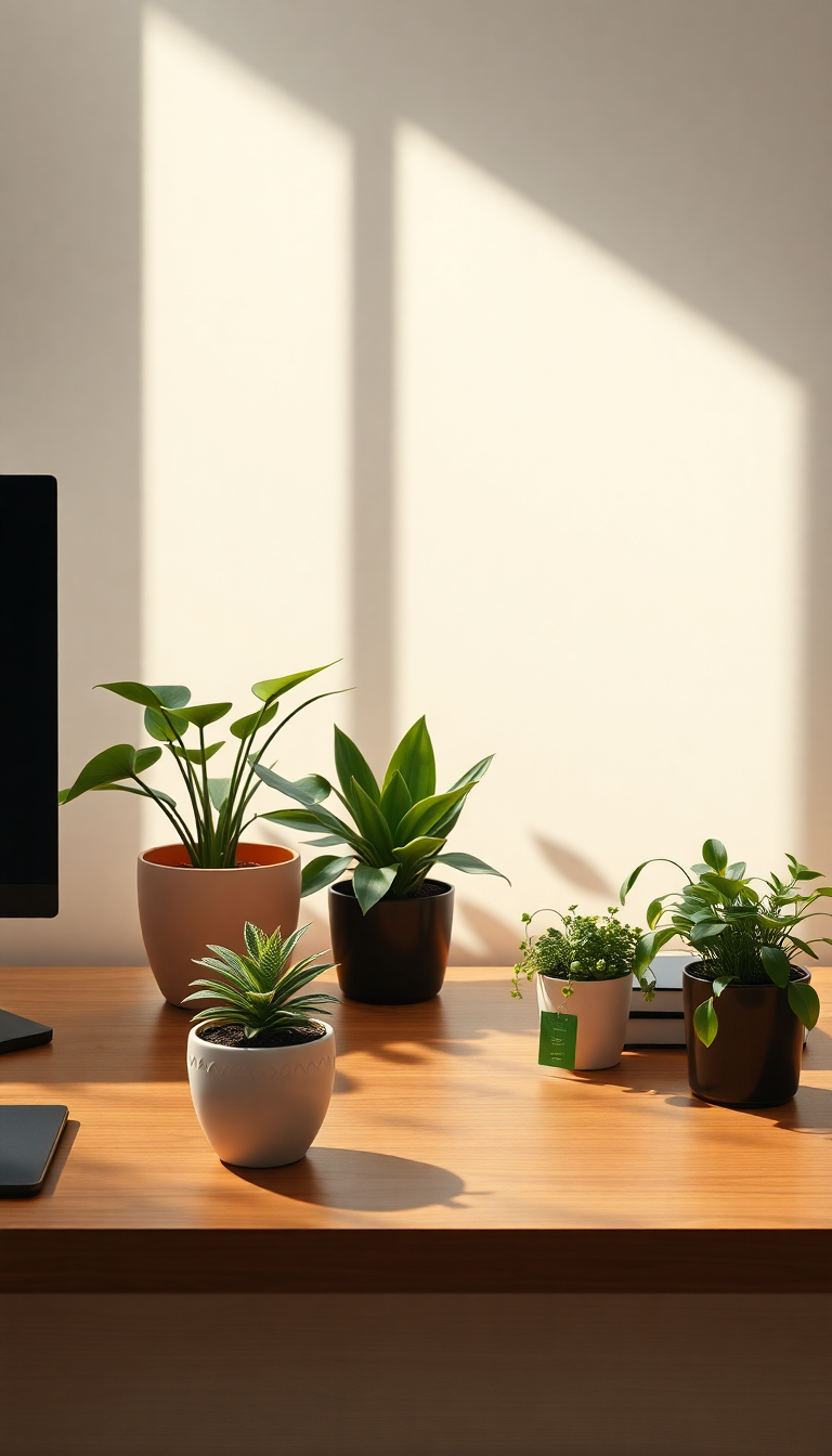Captivating Morning Plants Setup Desk Photorealistic Wallpaper