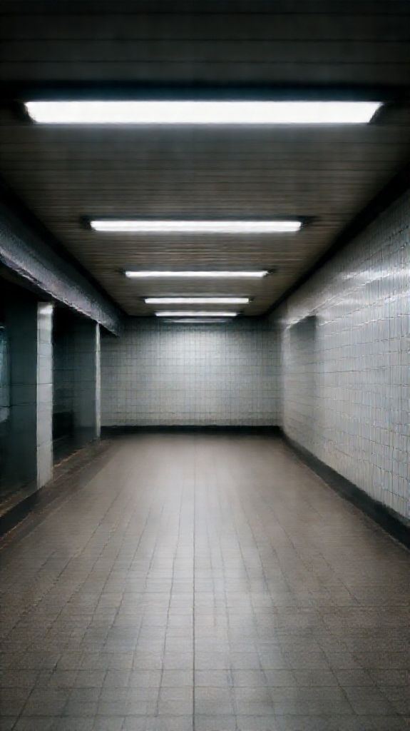 Cyberpunk Deep Empty Subway Station Wallpaper