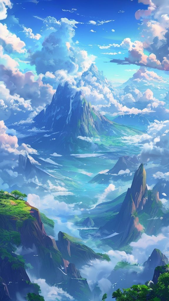 Anime Captivating Cloud Sea Above Wallpaper