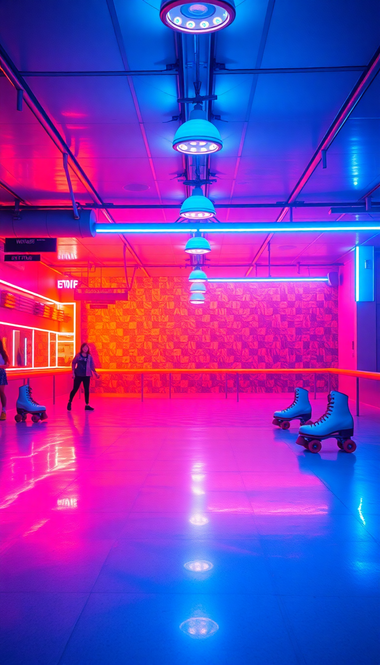 Photorealistic Radiant Skating Rink 80s Wallpaper