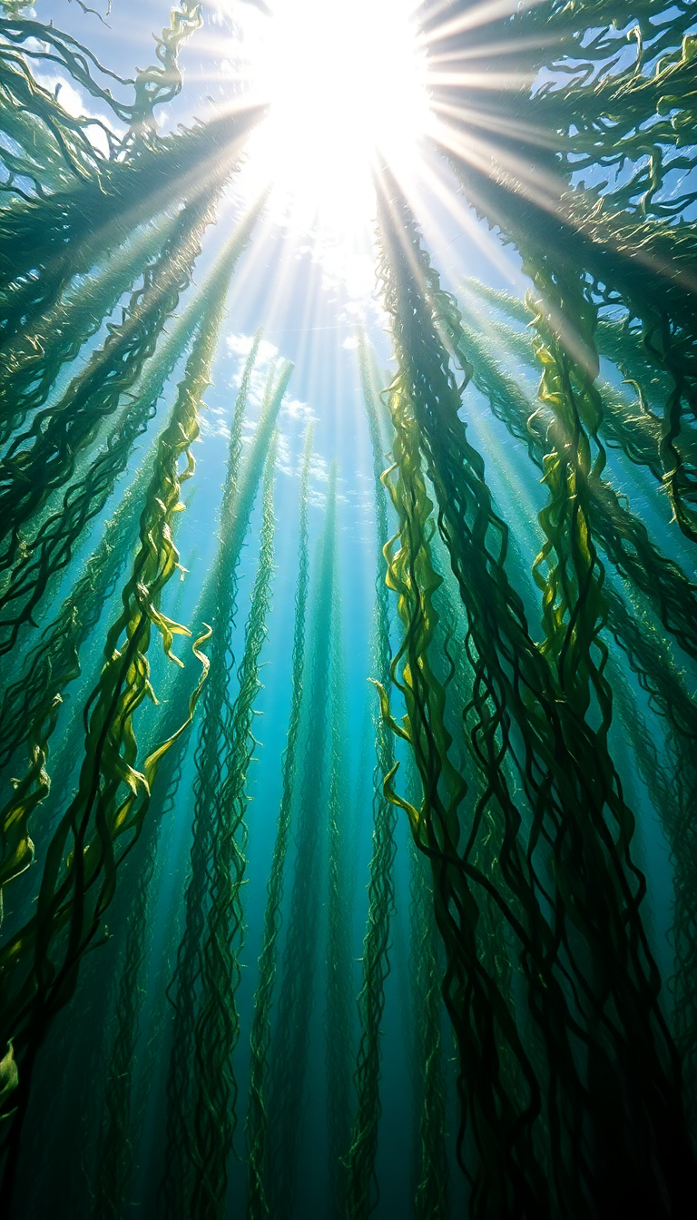 Wild Underwater Kelp Forest Sun Rays Wallpaper