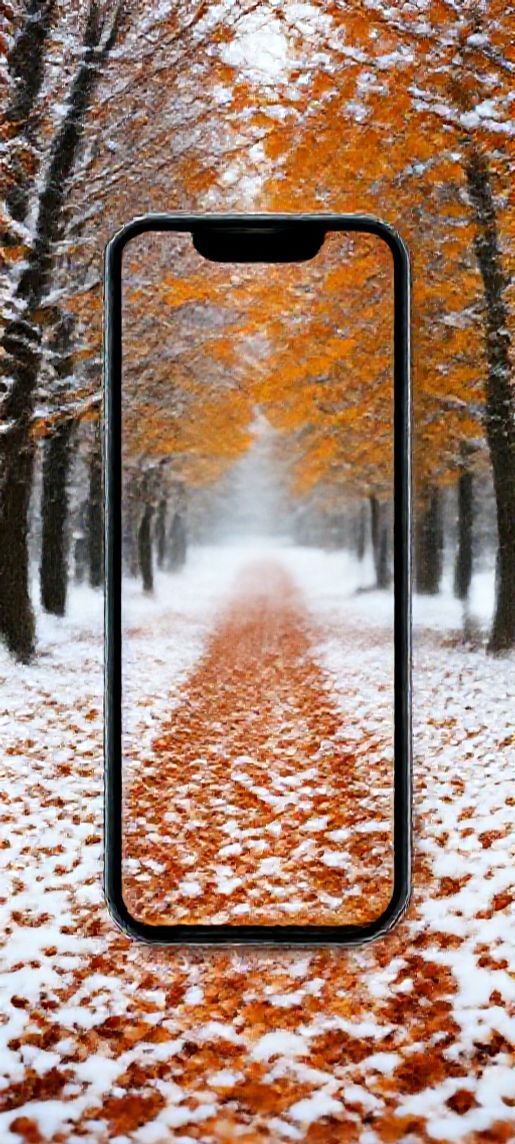 Arctic Snow Falling Autumn Leaves Transition Wallpaper