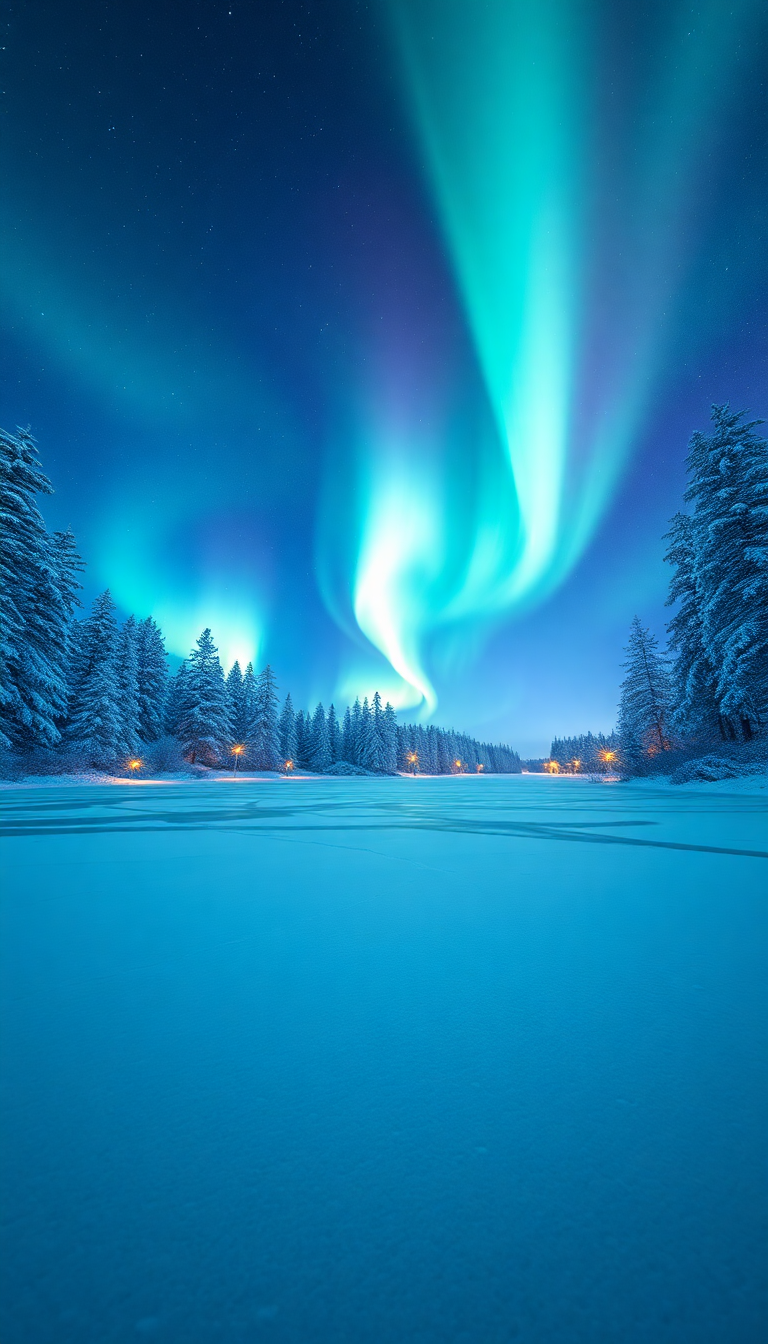 Photorealistic Celestial Northern Lights Over Wallpaper