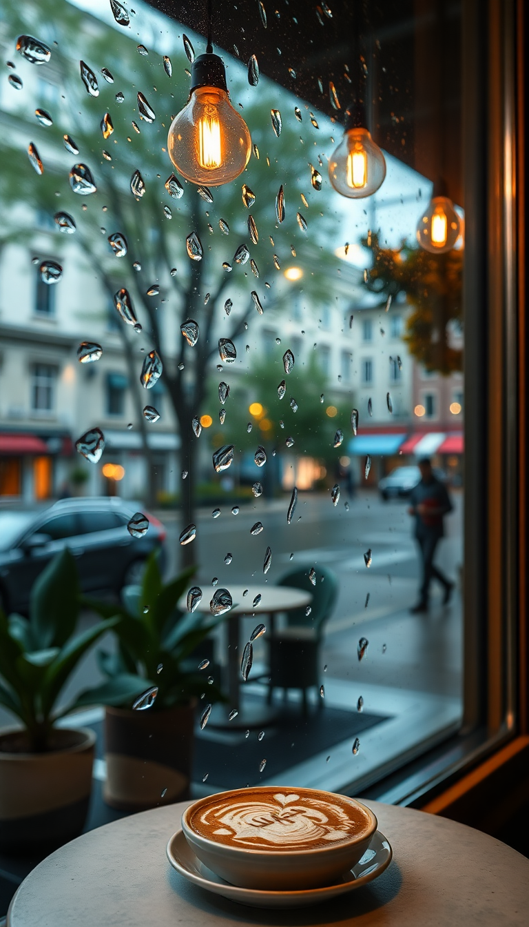 Nordic Shop Window Rain Outside Aesthetic Wallpaper