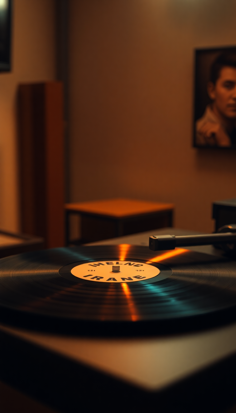 Photorealistic Metallic Record Player Warm Wallpaper