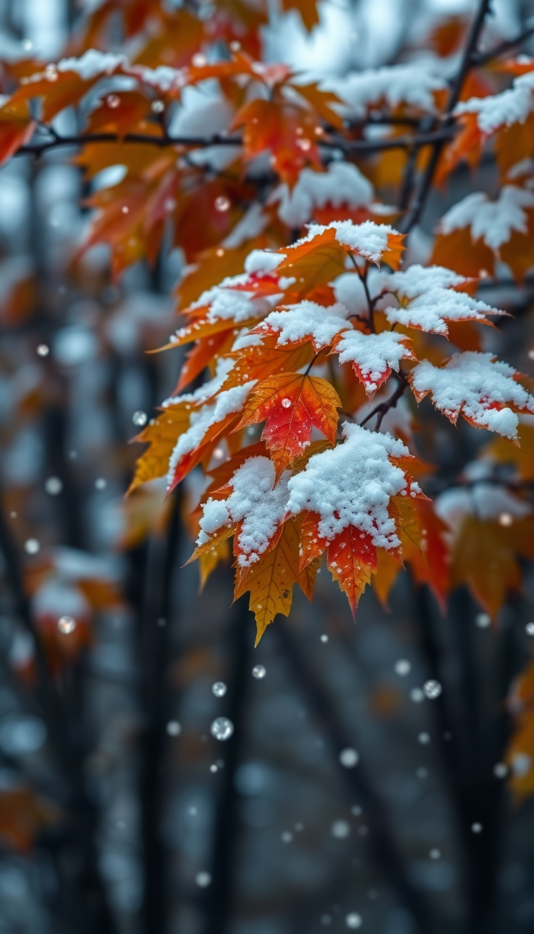 First Snow Falling Surreal HD Wallpaper
