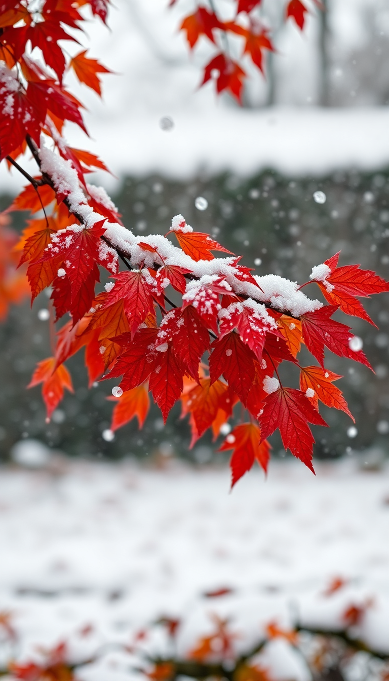 Chromatic First Falling Leaves Photorealistic Wallpaper